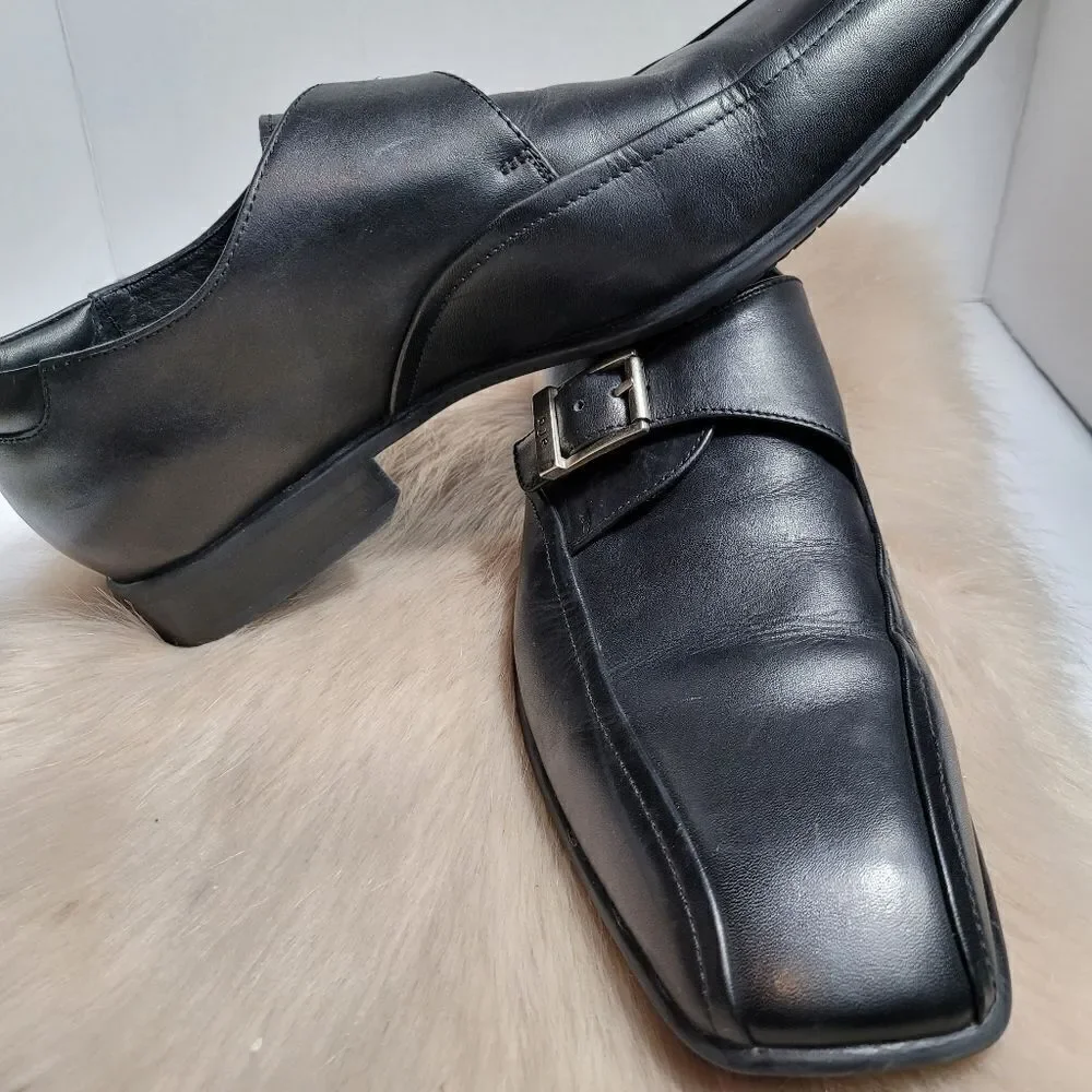 Donald J. Pliner Single Monk Strap Black Leather Mens Shoes Size 11